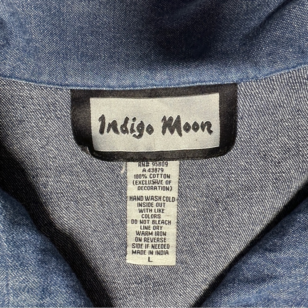 Indigo Moon Large Denim Jacket Patchwork Beaded F… - image 10